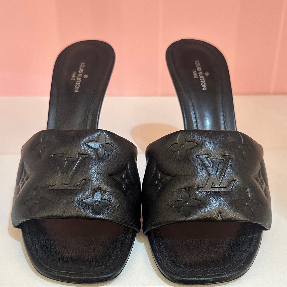 Louis Vuitton Embossed Black Mules